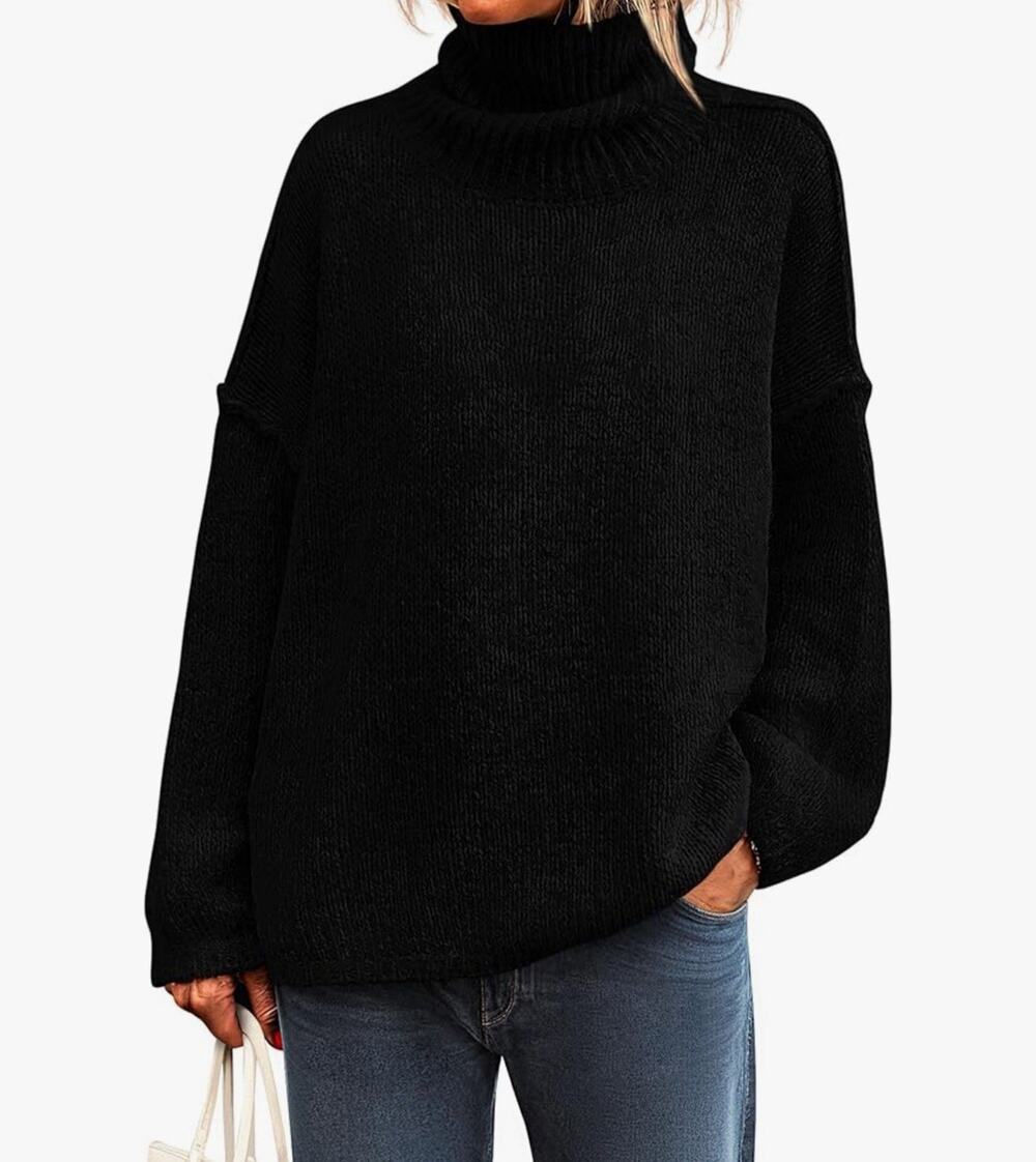 PRETTYGARDEN Womens Turtleneck Long Sleeve Sweater Loose Size M